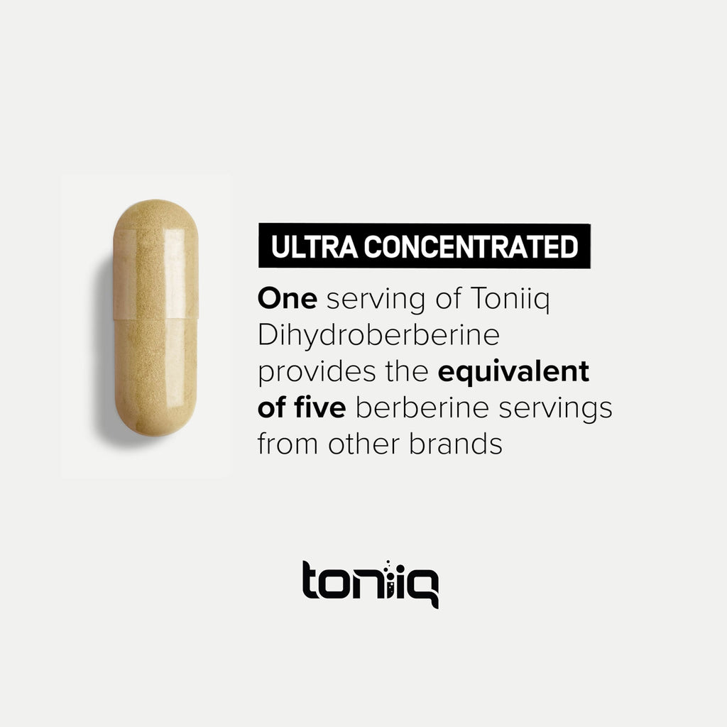 Toniiq Dihydroberberine supplement bottle held in hand