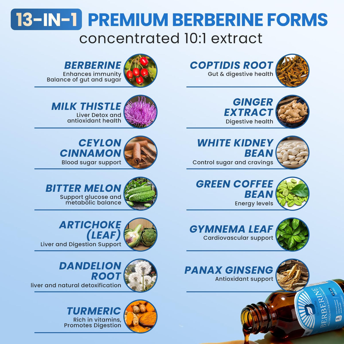 Close up of Berberine liquid supplement packaging