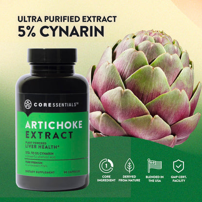 Premium plant powered artichoke leaf extract formula for bloating relief and healthy cholesterol
