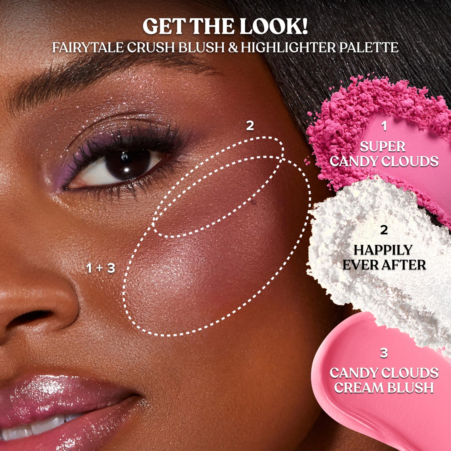 Too Faced Candy Clouds exclusive cream blush swatched on a fair to medium skin tone.