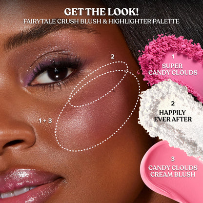 Too Faced Candy Clouds exclusive cream blush swatched on a fair to medium skin tone.