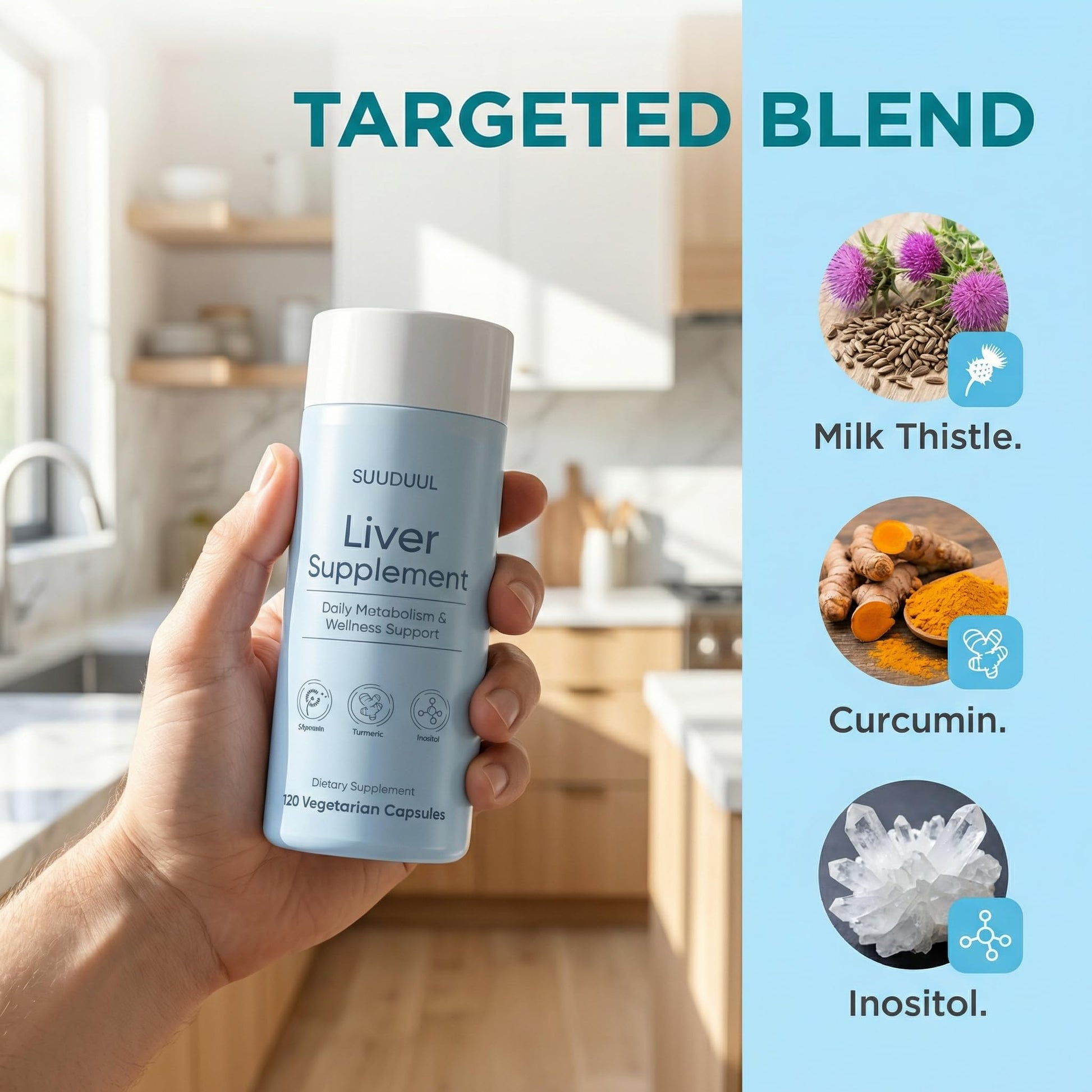 Imported USA health supplement bottle for liver detoxification and daily metabolic wellness.