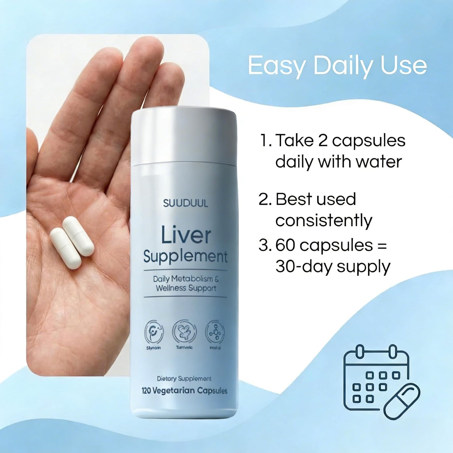 Premium packaging of imported daily metabolism support capsules on a clean background.