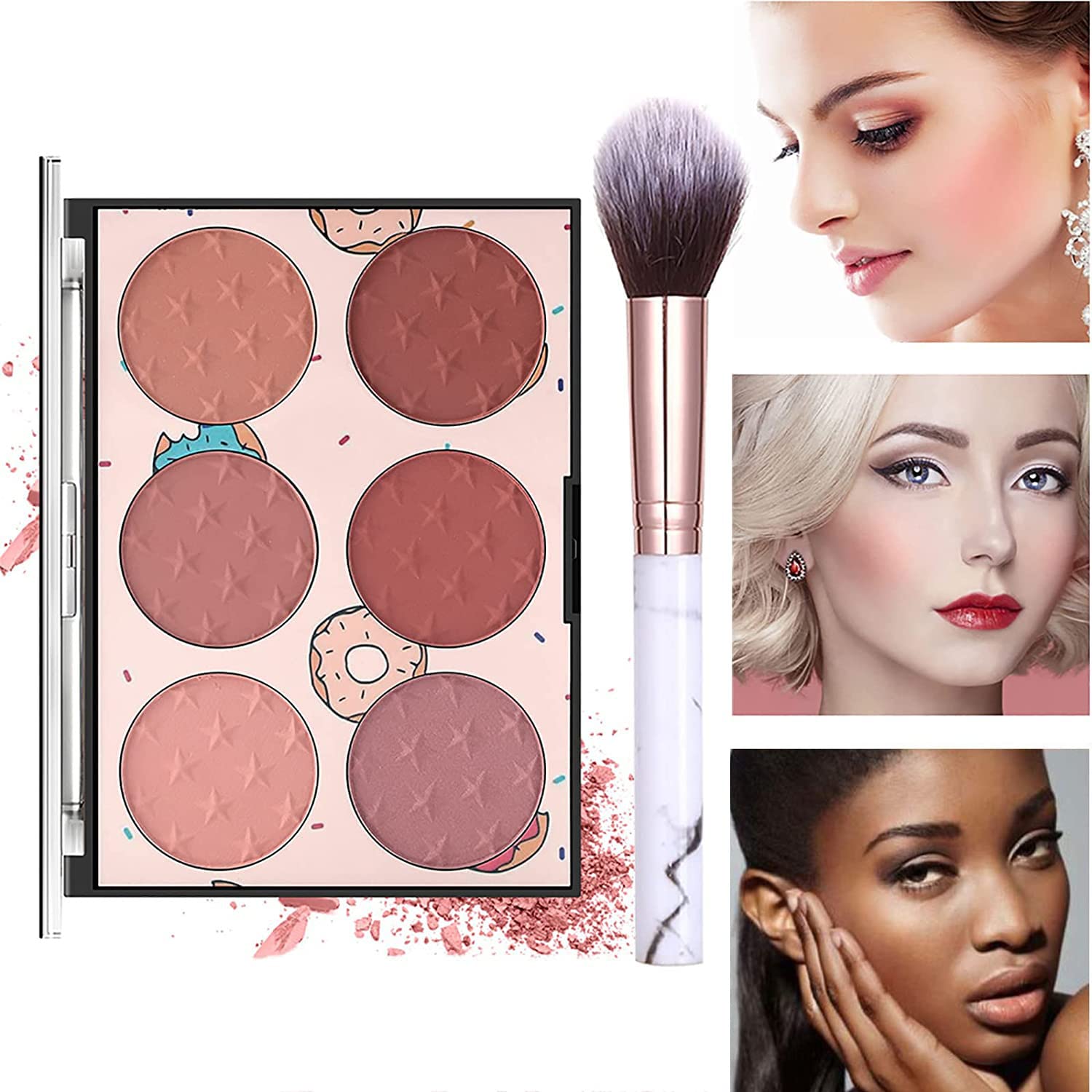 Professional makeup brushes and application tools included in the Aolikoko cosmetic set.