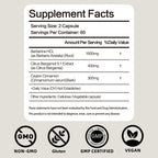 Close up of 120 vegan capsules bottle of metabolic support supplement