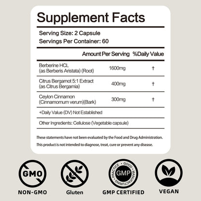 Close up of 120 vegan capsules bottle of metabolic support supplement
