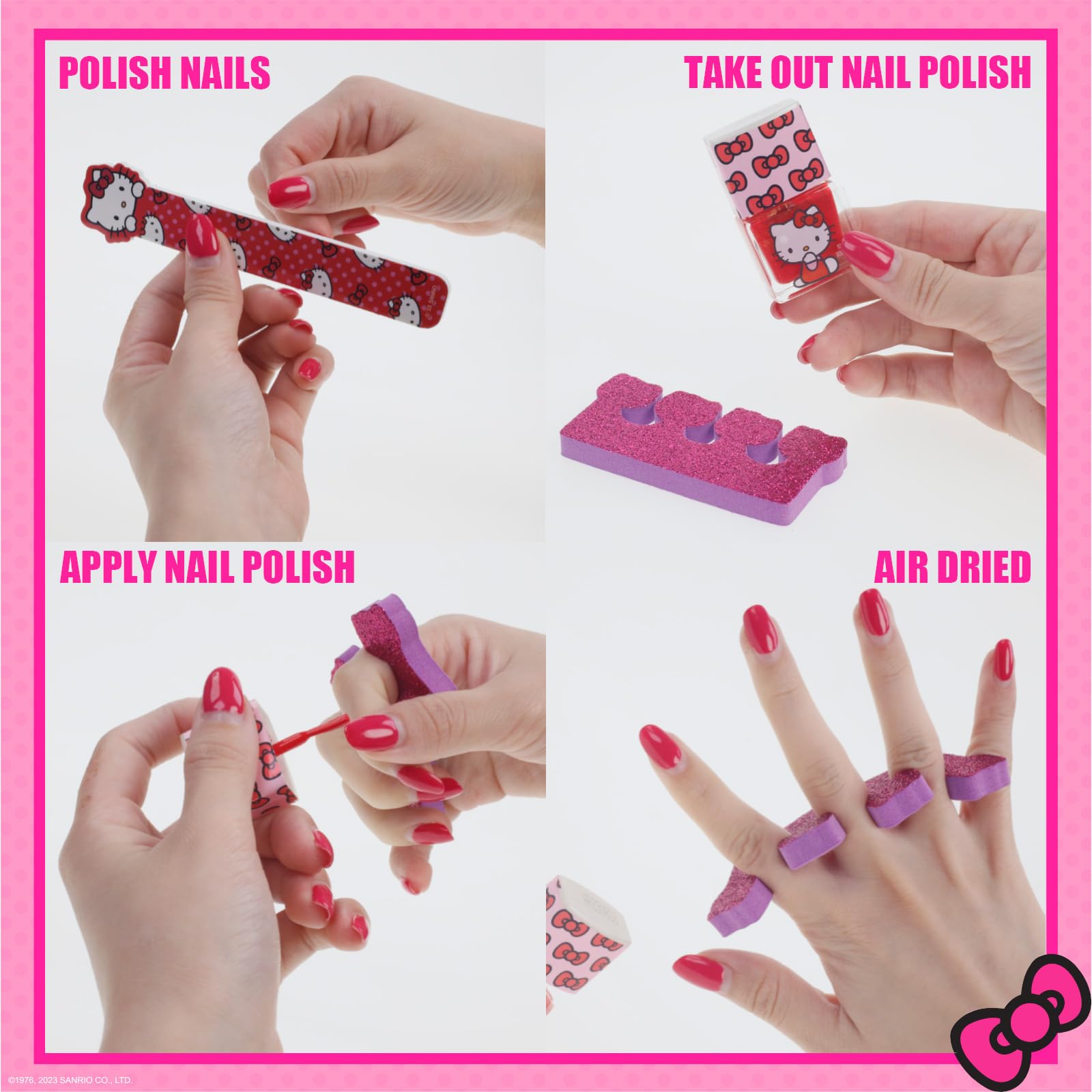 Townley Girl Hello Kitty hair accessories including pink scrunchies and a character hair bow.