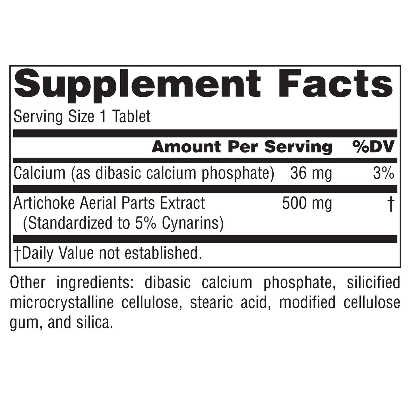 Authentic USA imported Source Naturals Artichoke Extract supplement facts