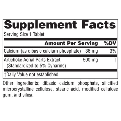 Authentic USA imported Source Naturals Artichoke Extract supplement facts