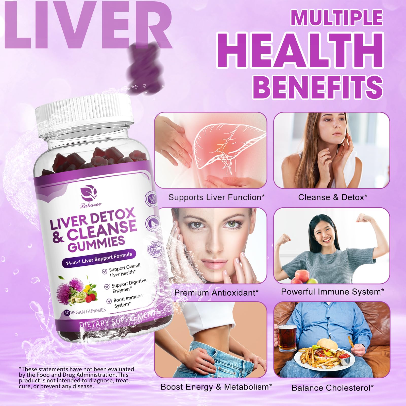 Lukaree sugar free milk thistle supplement nutritional facts panel showing active botanical ingredients.
