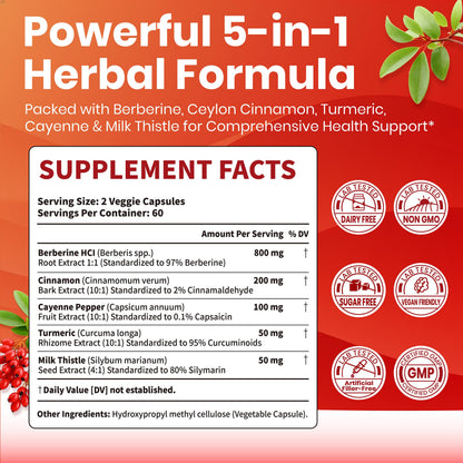 Vev Berberine supplement bottle showing ingredients list