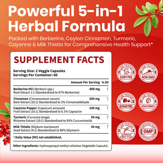 Vev Berberine supplement bottle showing ingredients list
