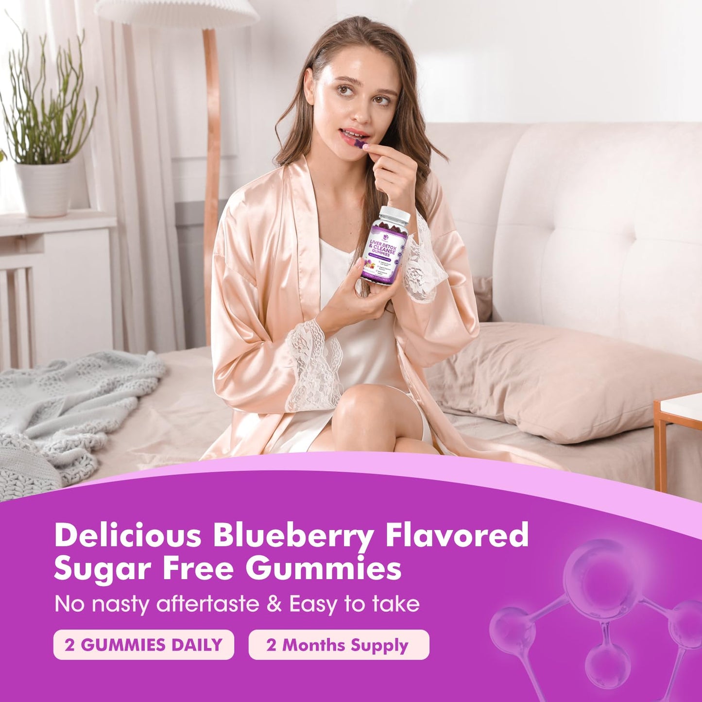 Lukaree liver support gummies close up showing premium plant based silymarin texture.