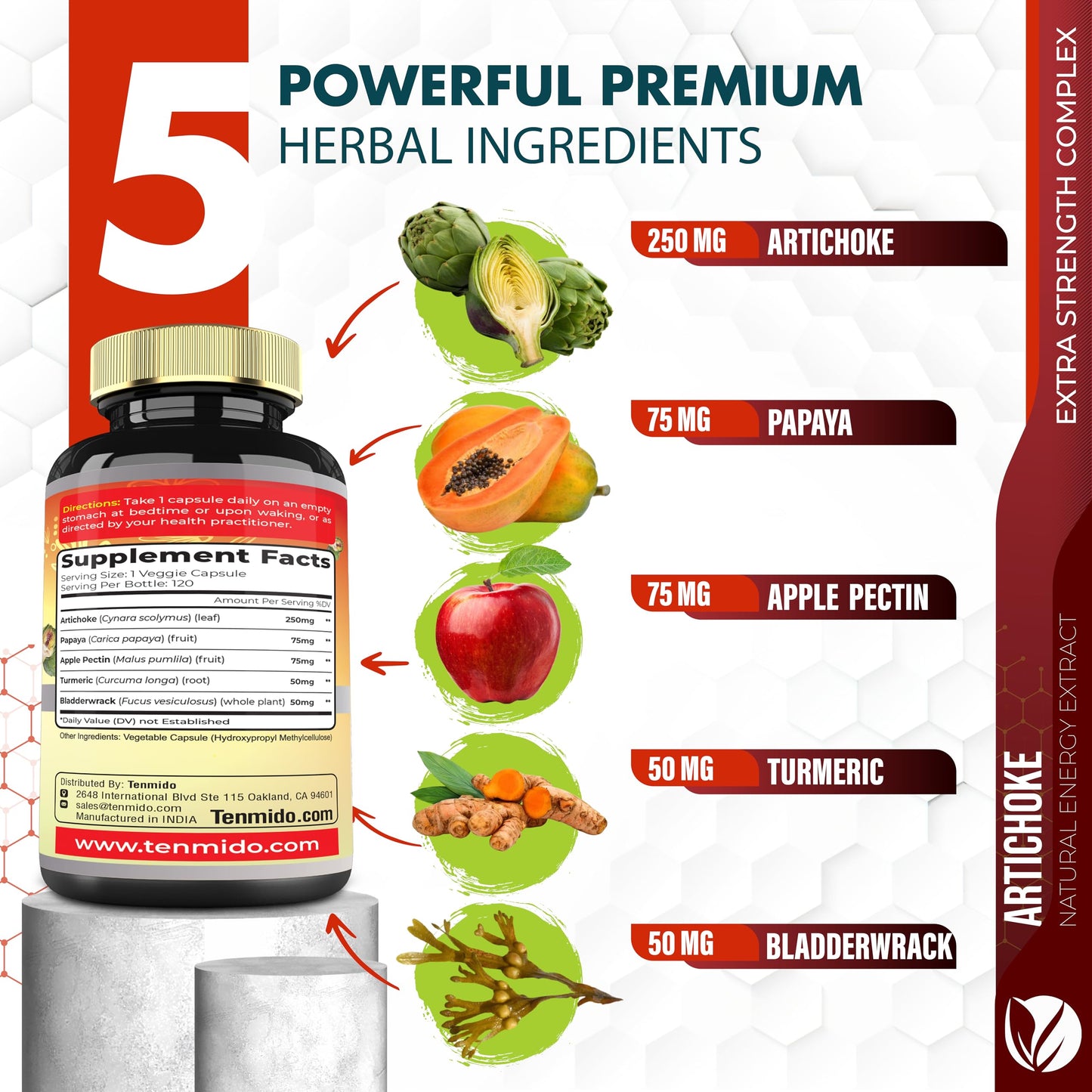 Imported USA artichoke extract capsules for bloating relief and gut health