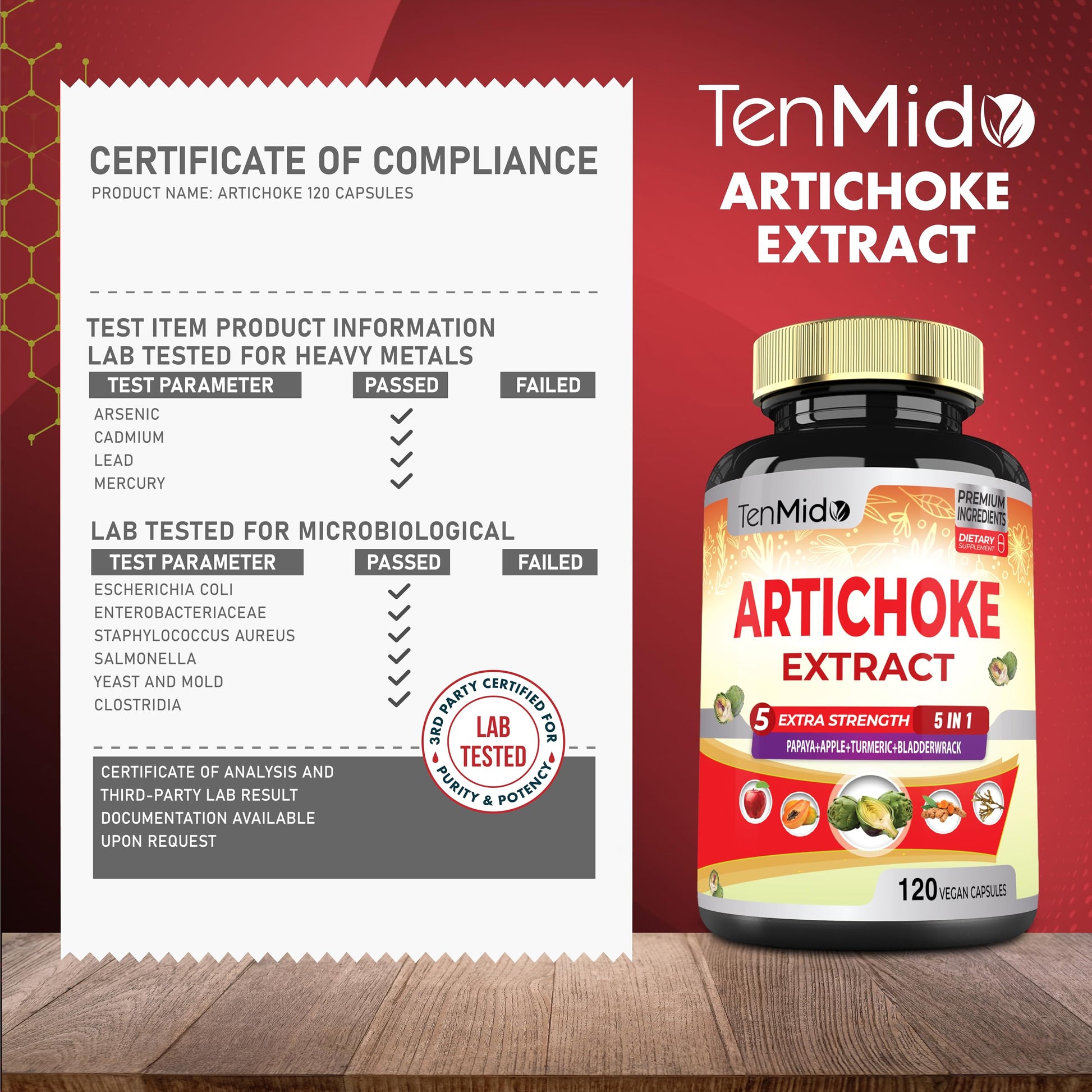 Tenmido artichoke and bladderwrack wellness supplement lifestyle angle view