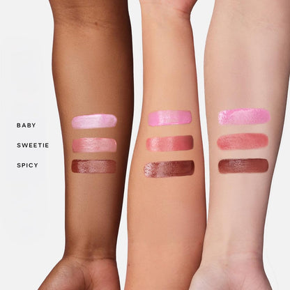 Saie Mini Dew Blush bottles in Baby Sweetie and Spicy shades