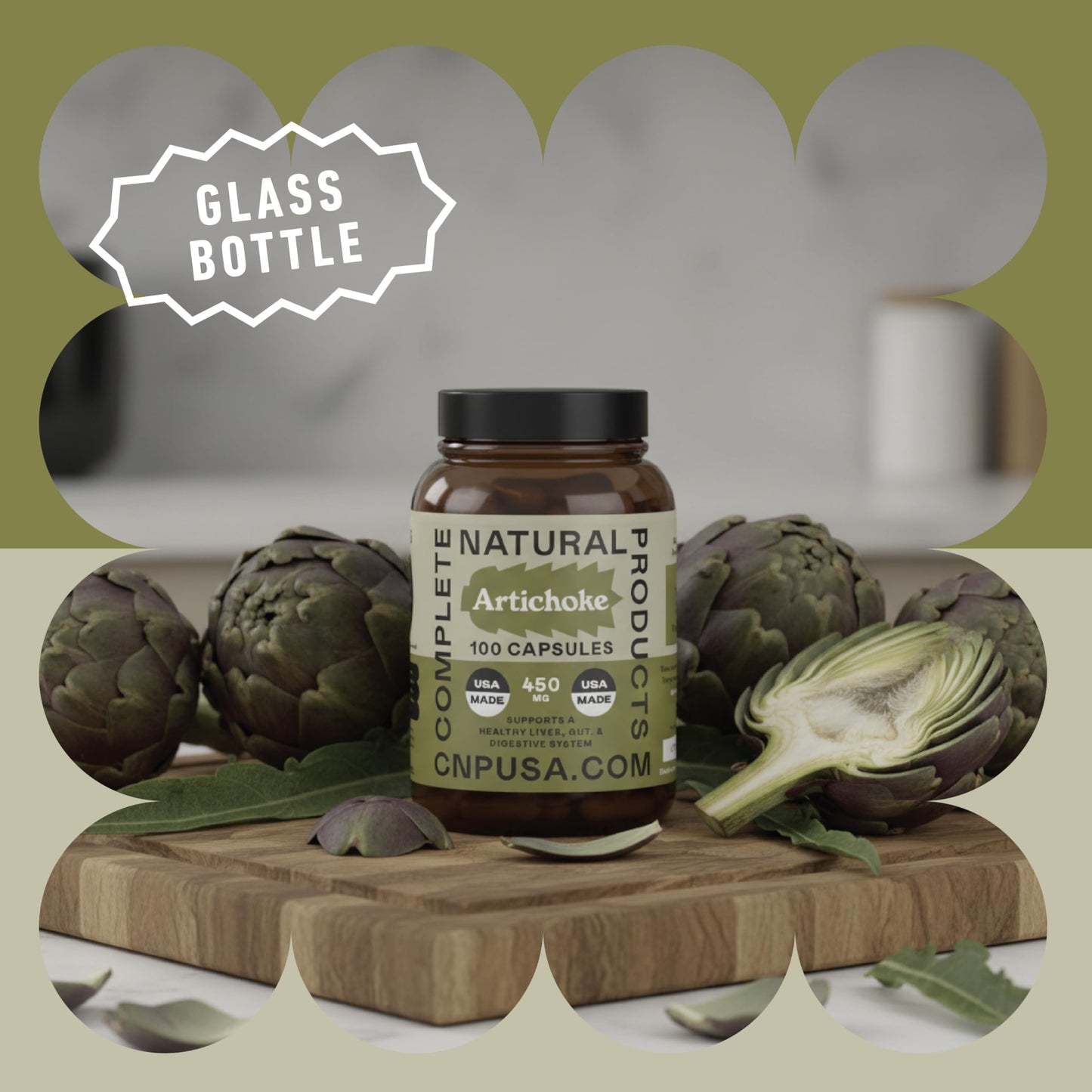 Vegan non GMO artichoke leaf powder capsules label details