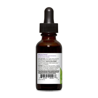 Certified organic artichoke liquid extract dropper bottle for premium liver and bile support