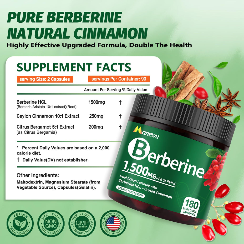 Manewu Berberine HCL complex supplement bottle packaging