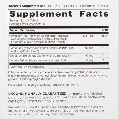Side view of Doctors' Preferred GlucoGold supplement bottle