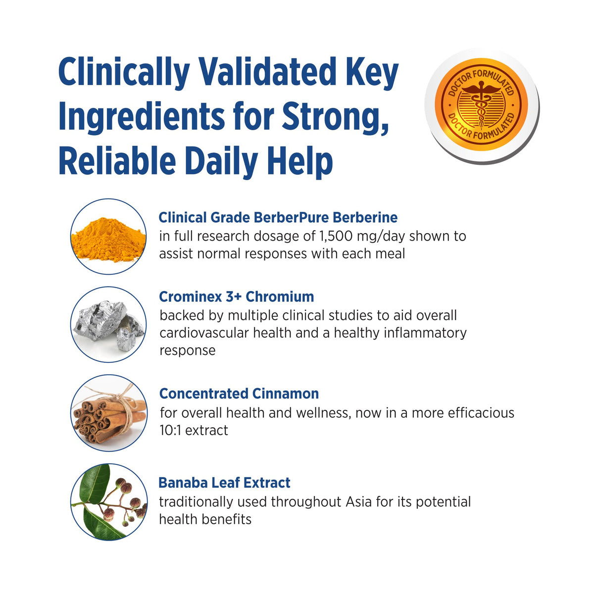 Close up of Berberine and Cinnamon supplement tablets