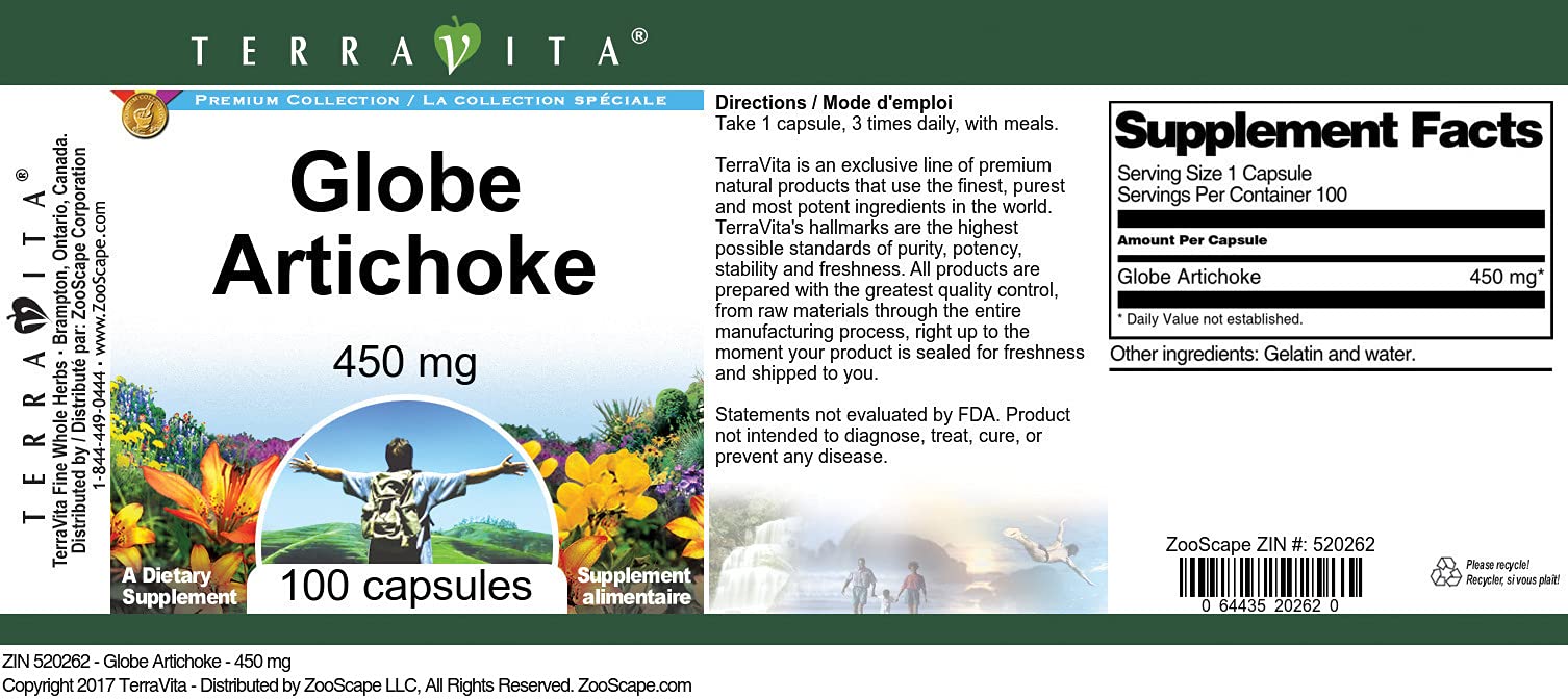 Three pack bundle of TerraVita Globe Artichoke filler free digestive health supplements.