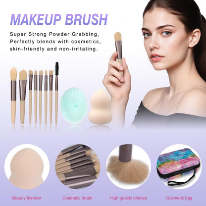Venshun starter makeup kit open overview showing foundation, loose powder, and eyebrow tools for teens.