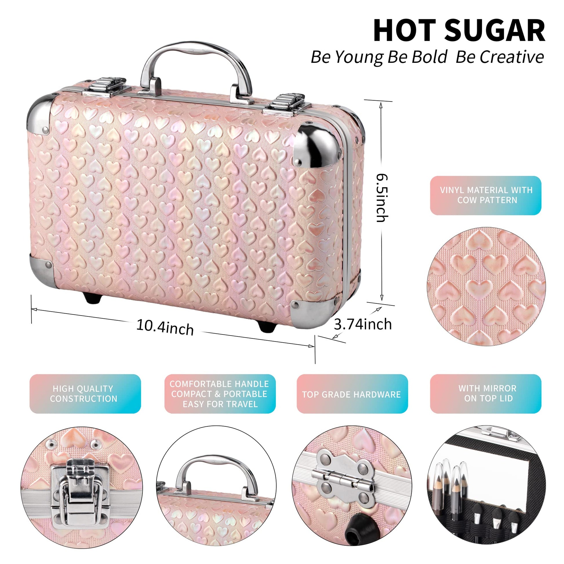 Hot Sugar beginner cosmetic kit fully opened displaying the colorful eyeshadow palette tiers and built-in mirror.