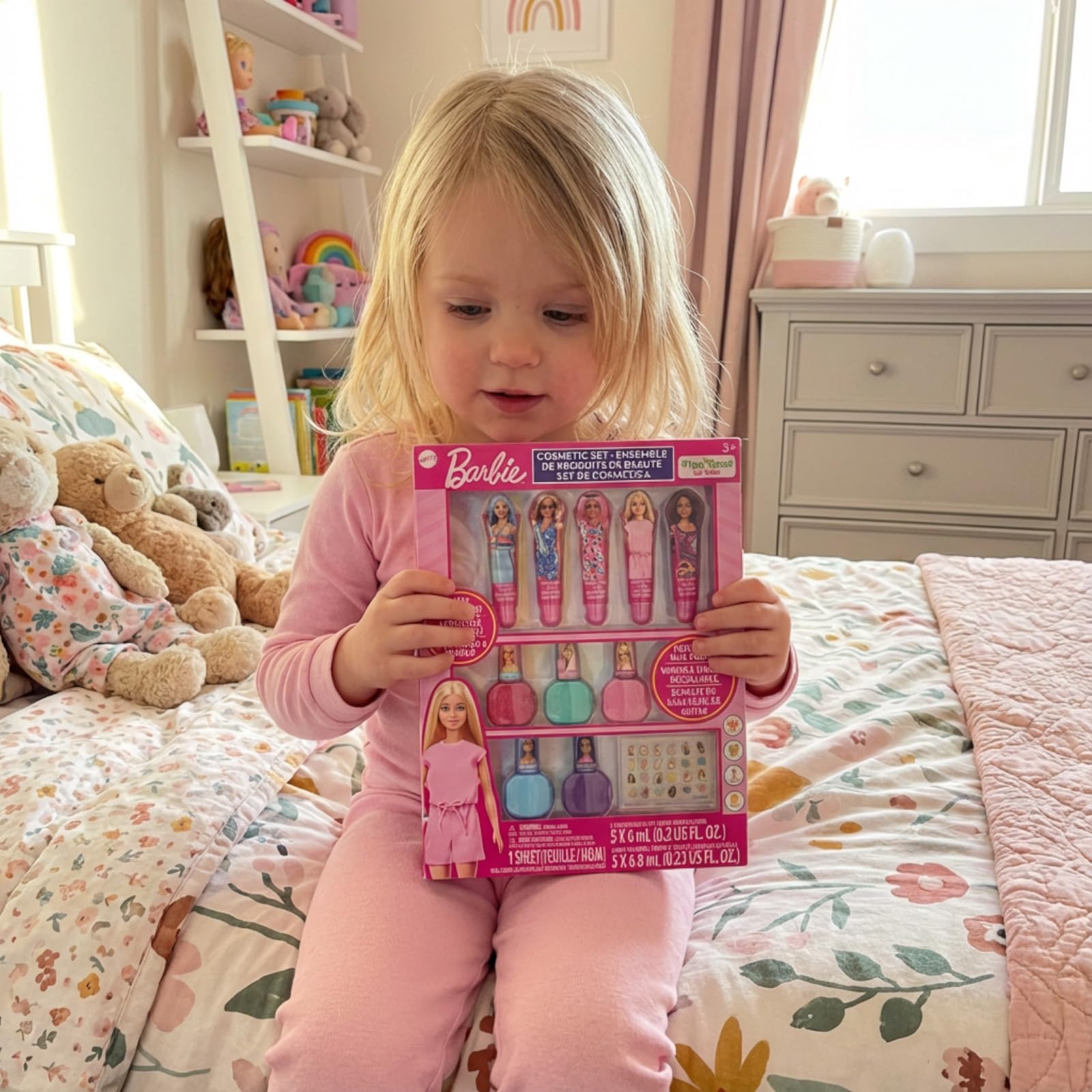 Barbie kids makeover set highlighting the vibrant packaging perfect for birthdays and parties