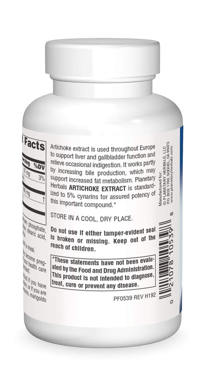 Authentic USA imported Planetary Herbals Artichoke Extract bottle showing 120 tablets packaging