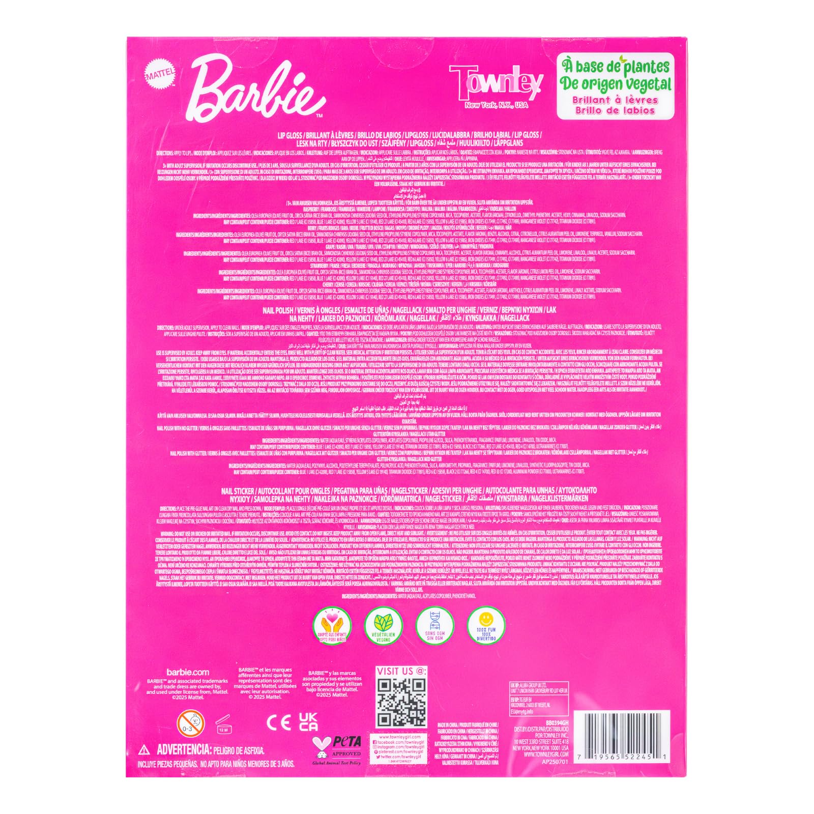 Townley Girl pretend play beauty collection showcasing its child-friendly peelable nail formulas