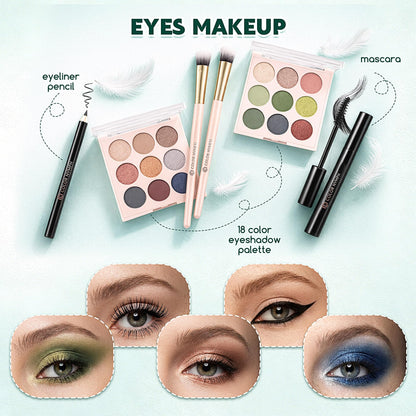 Color Nymph eyeshadow palette close up view demonstrating matte and shimmer pigments
