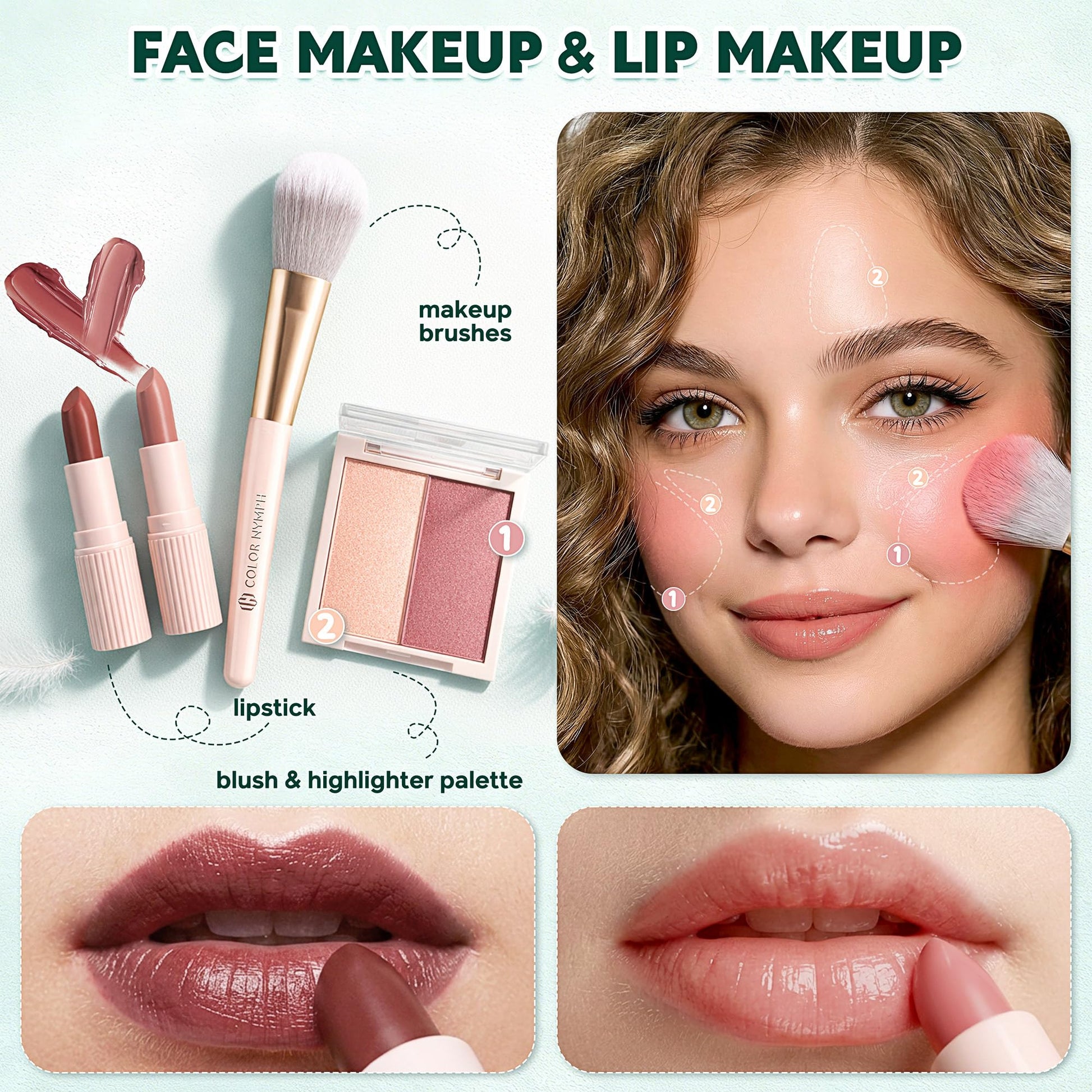 Color Nymph portable travel cosmetics case zipped closed alongside eyeliner and mascara