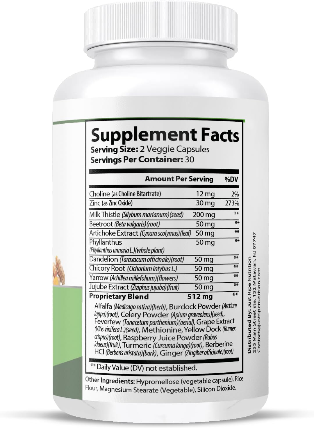 USA imported liver health support pills bottle top angle perspective view