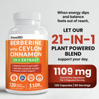 PrimeMD 21-in-1 Berberine supplement bottle label details