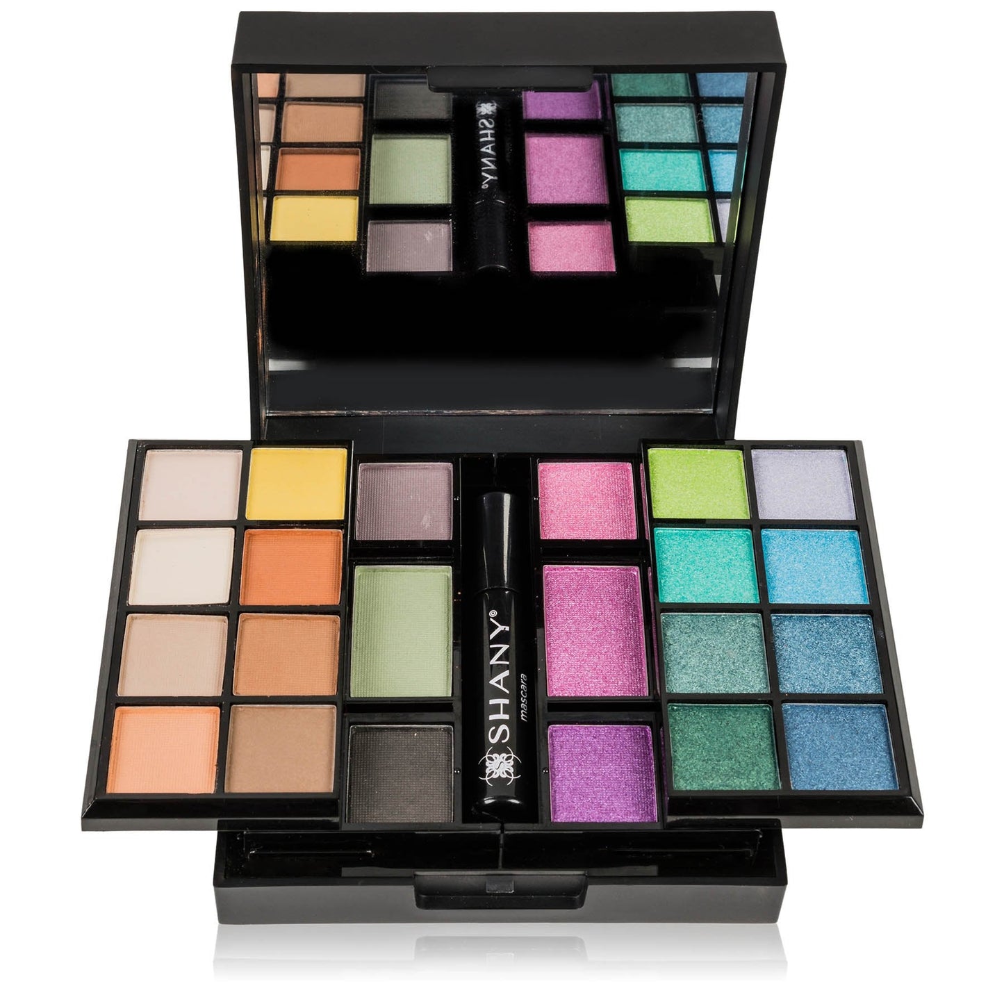 SHANY multi functional travel eyeshadow palette open on a flat surface
