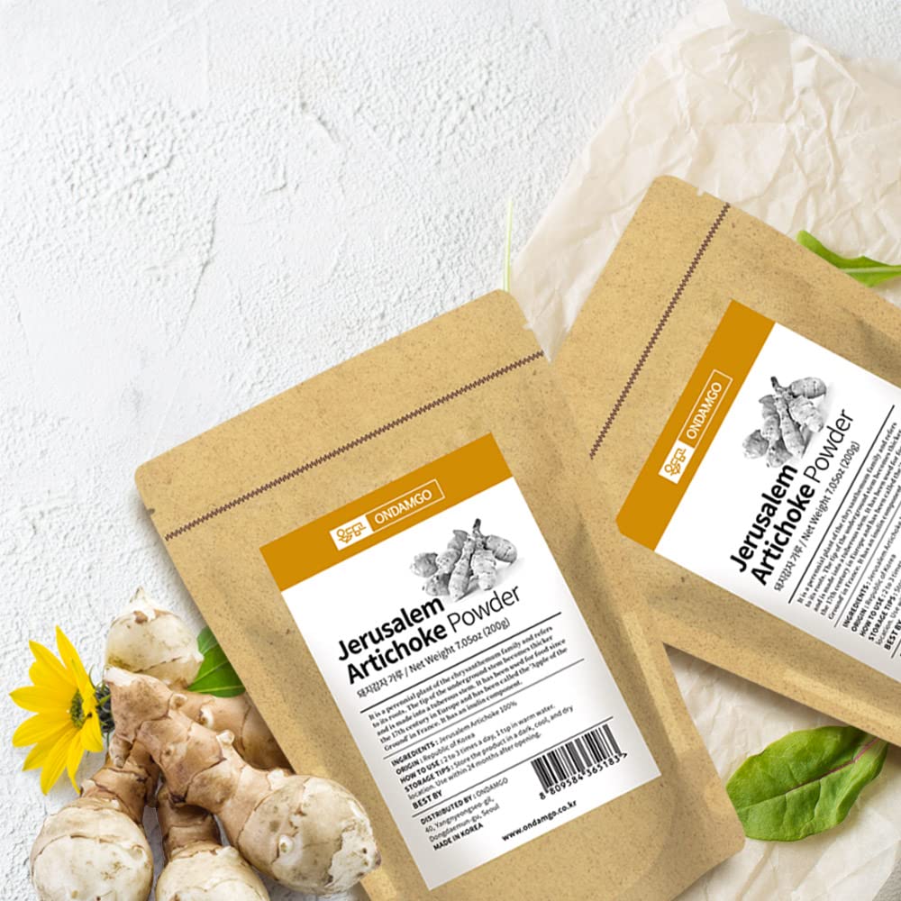 Side view of the resealable ONDAMGO dietary fiber pouch showing storage instructions clearly.