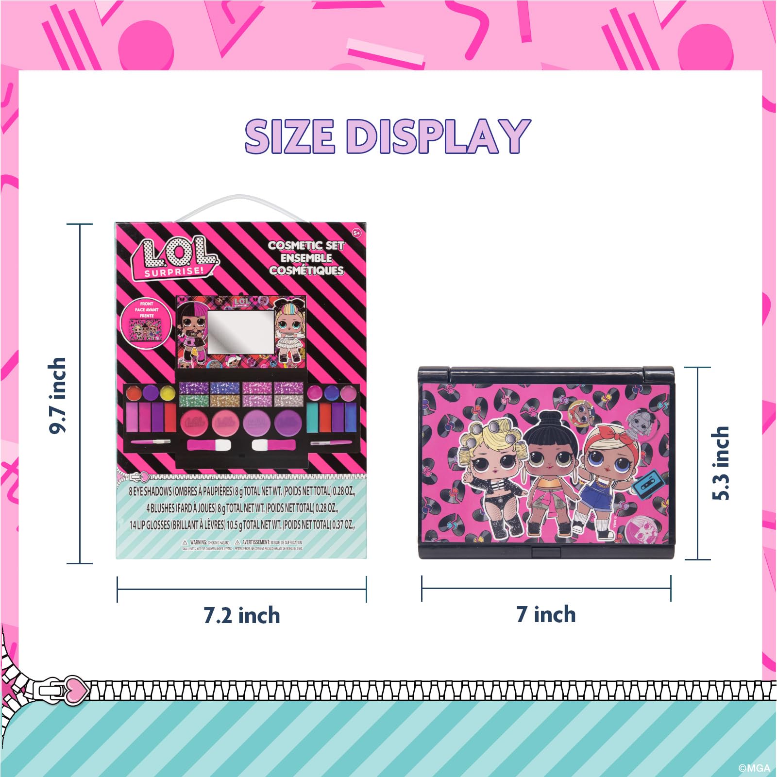 Townley Girl authentic imported kids makeup kit gift packaging back view details