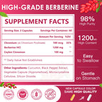 Nature Target Berberine Hcl 1200mg supplement label details