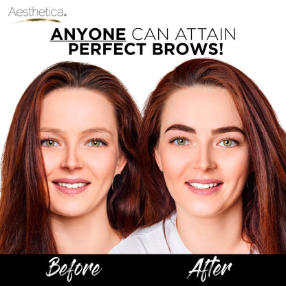 Professional eyebrow defining kit with mapping stencils and high definition tweezers layout.
