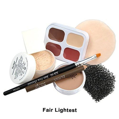 Ben Nye theater cosmetics kit for fair skin tones showing professional powder puff and sponges