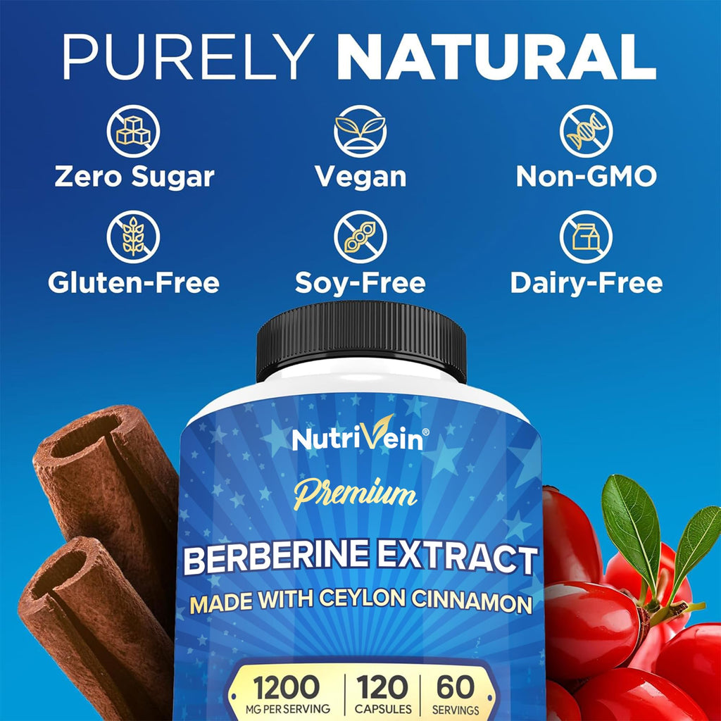Nutrivein Ceylon Cinnamon and Berberine health supplement in retail packaging