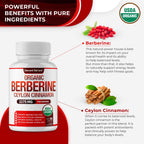 Organic Berberine and Ceylon Cinnamon capsules bottle
