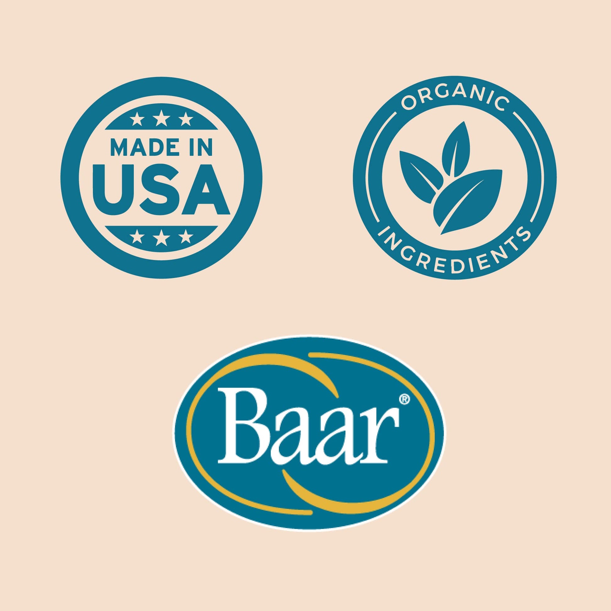 Side profile of Baar 100 capsules container detailing allergen free features