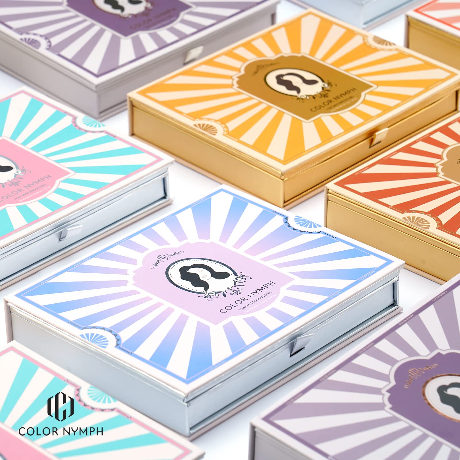Color Nymph beginner cosmetics set displaying the lower tier with blushes, highlighters, and lip glosses.