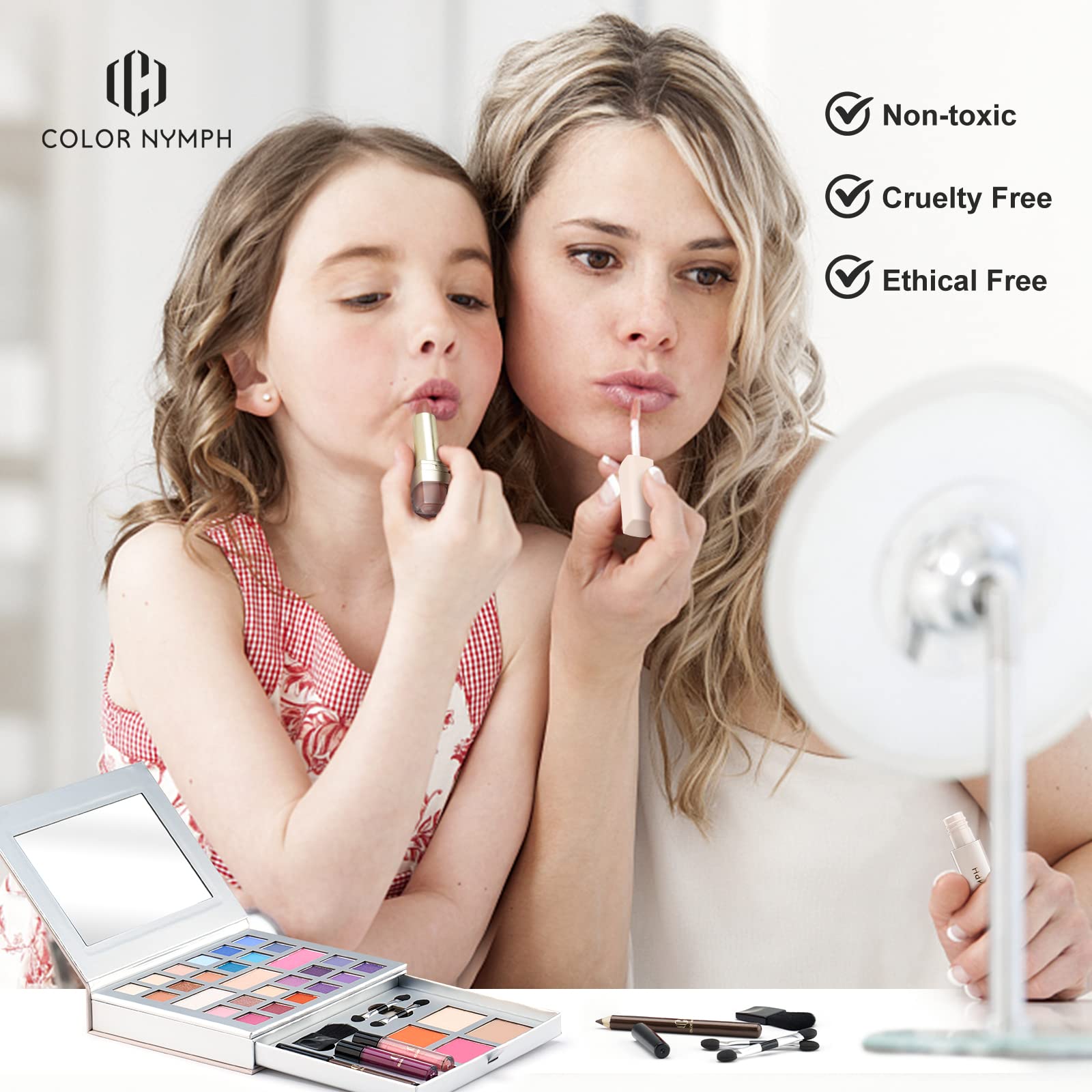 Color Nymph cosmetic kit overview demonstrating the compact dimensions perfect for travel and storage.