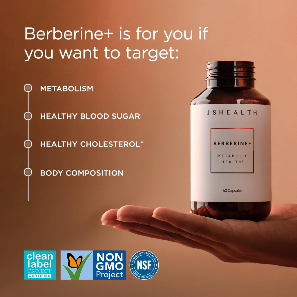 Close up of JSHealth Berberine+ ingredients label