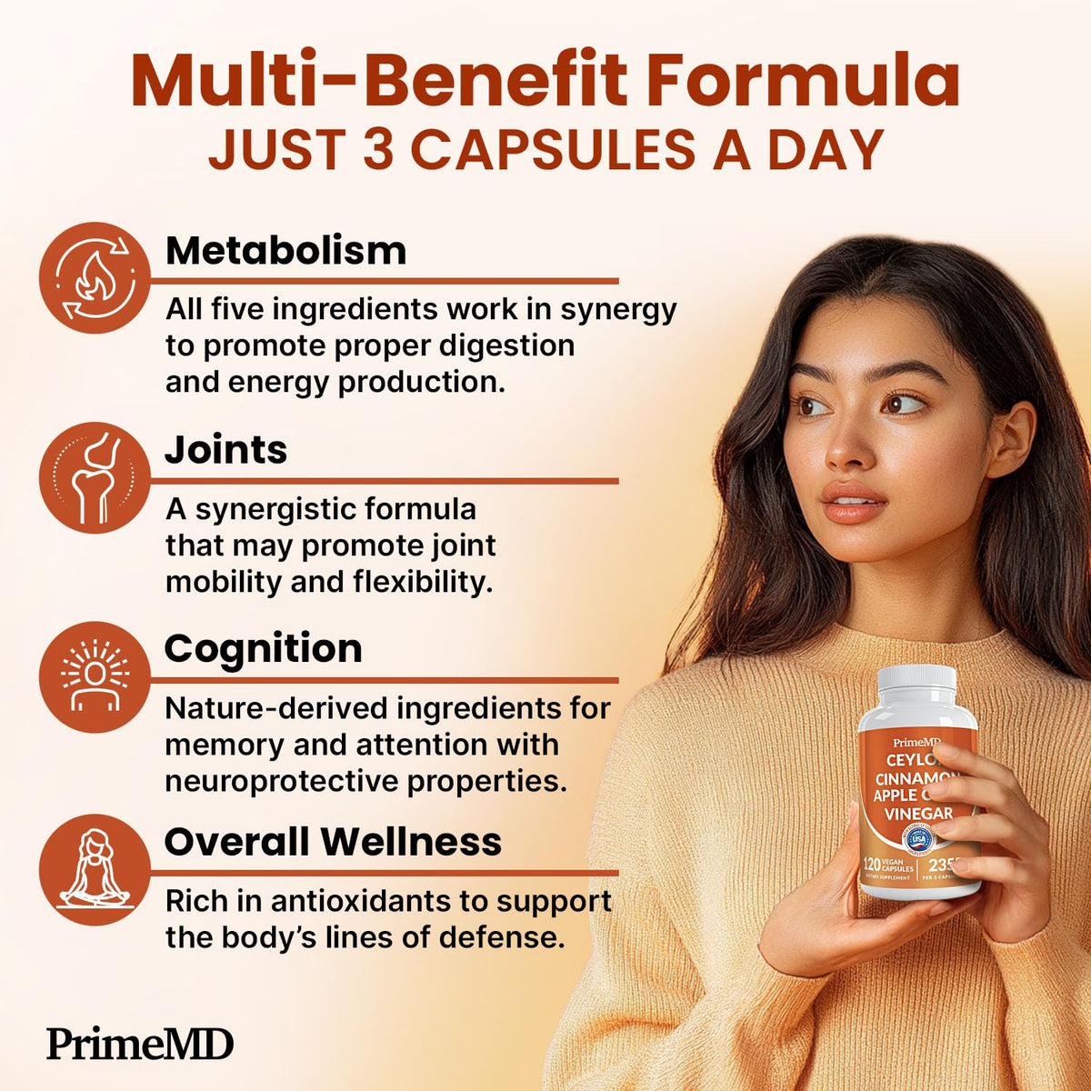 PrimeMD vegan capsules bottle USA imported packaging
