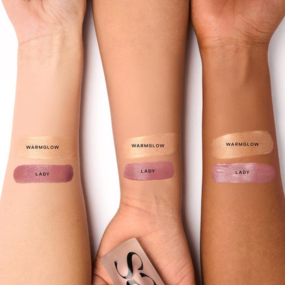 Saie Dew Blush in Lady nude mauve shade applicator and bottle details