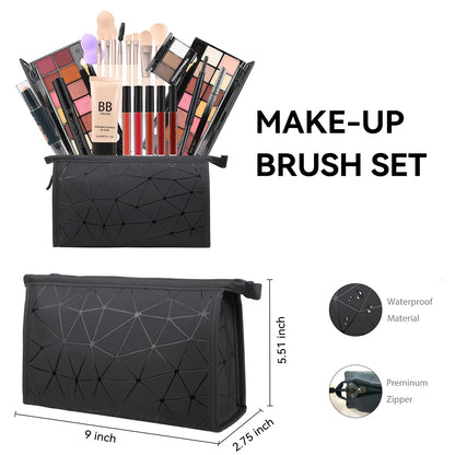 Waterproof black PVC storage bag packed with the full Karuizi makeup gift set items